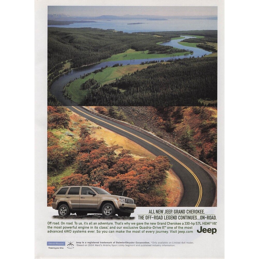 2004 JEEP GRAND CHEROKEE autumn fall road wall art Pinup Poster Print Ad frame